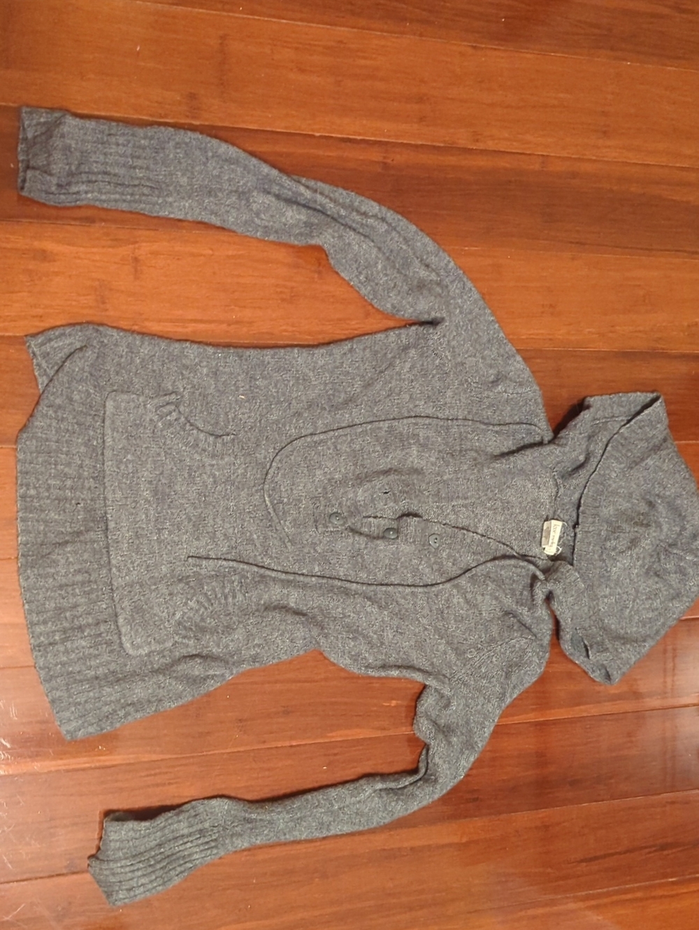Love Rocks Gray Hooded Knit Sweater with Front Pocket